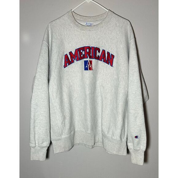Vintage American University AU Eagles Gray Embroidered NCAA Crewneck Sweatshirt - Picture 1 of 9